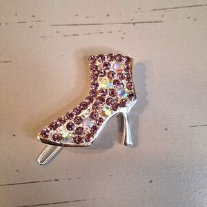 Purple Rhinestone High Heel Barette